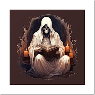 Ghost Reading a Grimoire Book Posters and Art